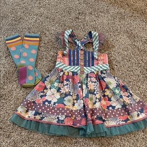 Matilda Jane Garden Knot Dress with coordinating socks size 2